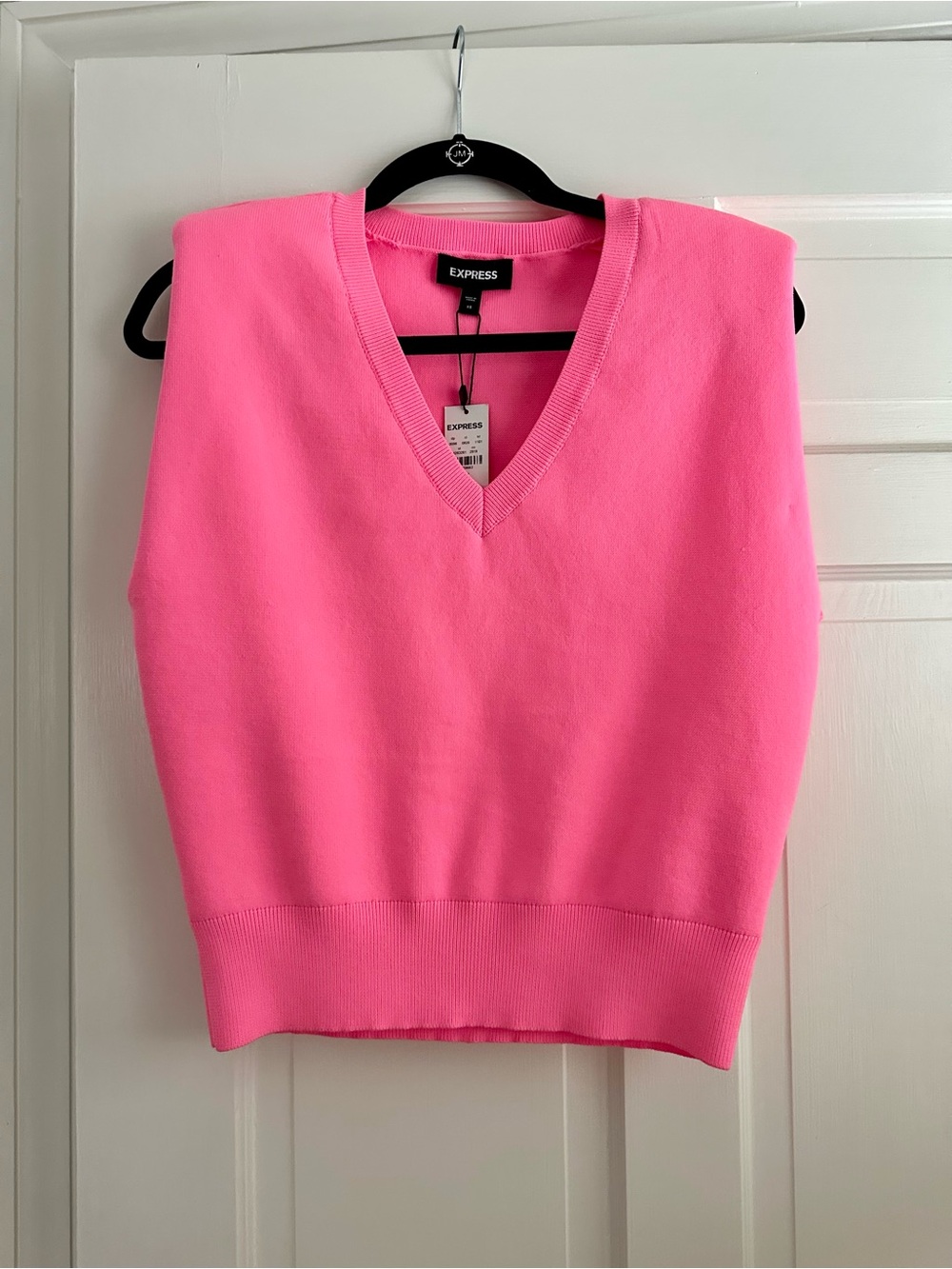 NWT - Express Neon Pink V-Neck Sweater Vest